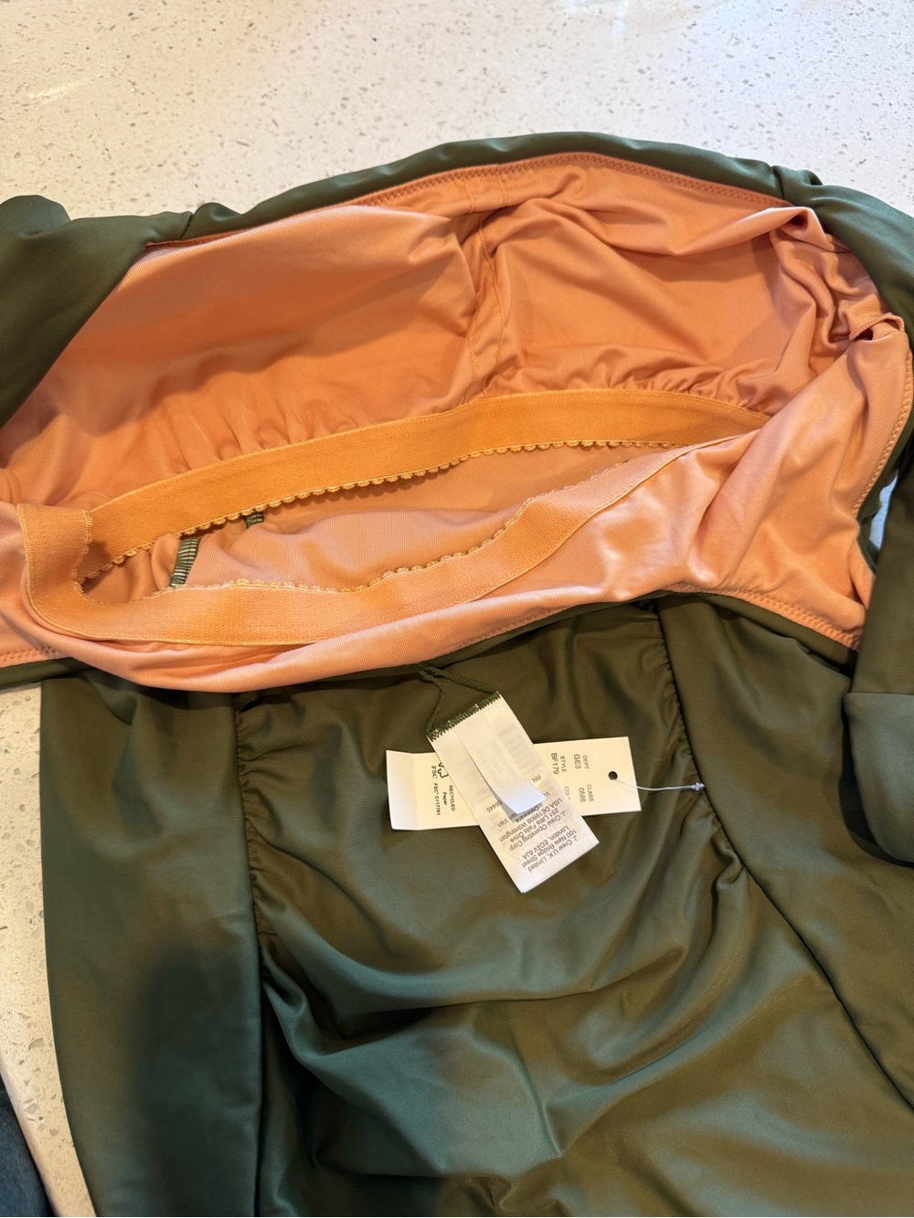 J.Crew NWT Re-Imagined Olive Green Ruched One Piece Swimsuit Size 14 - Picture 4 of 7